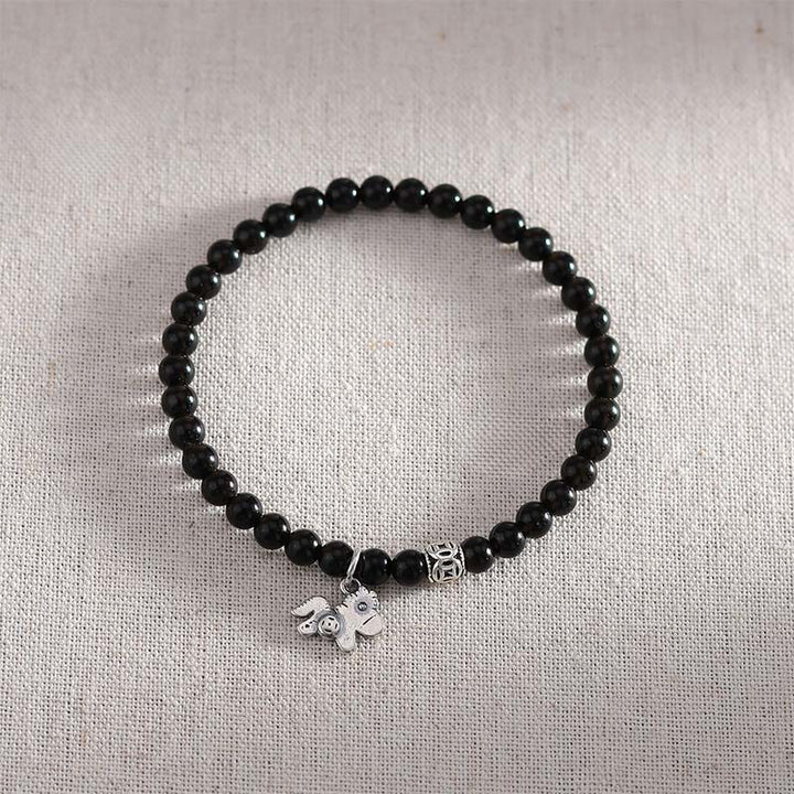 Buddha Stones Year Of The Horse 925 Sterling Silver Natural Black Obsidian Strength Bracelet - image 13
