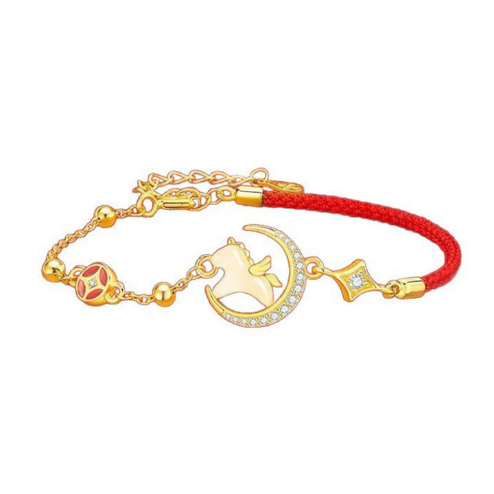 Buddha Stones Hetian Jade Year Of The Horse 925 Sterling Silver Zircon Abundance Red Rope Bracelet - image 12