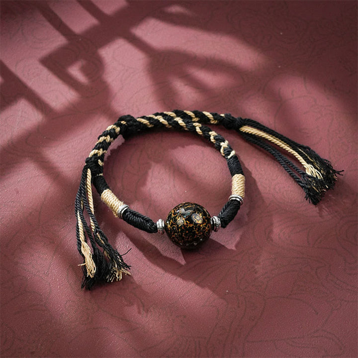 Buddha Stones Lacquer Craft Bead Multicolored Braided String Bracelet - Black - image 8