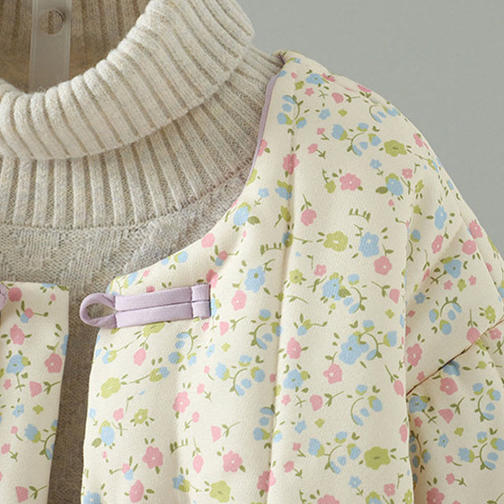 Buddha Stones Button Design Floral Pattern Women's Cotton Long Sleeve Thickened Jacket With Pockets - image 4