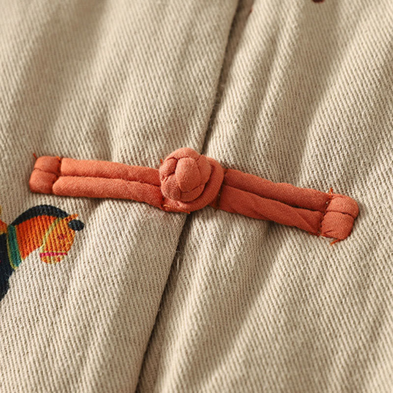 Buddha Stones Horse Fu Character Pattern Frog-Button Design Women's Cotton Long Sleeve Thickened Jacket - image 8