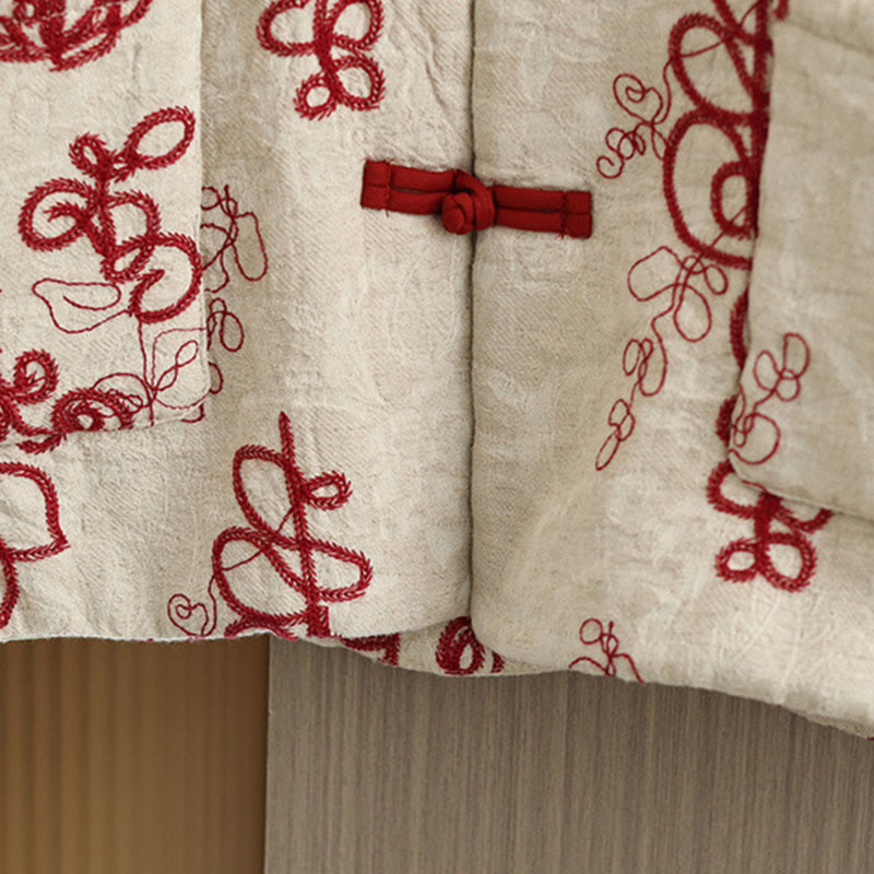 Buddha Stones Women's Winter Long Sleeve Stand Collar Frog-buttons Cotton-padded Jacket With Pockets - image 5