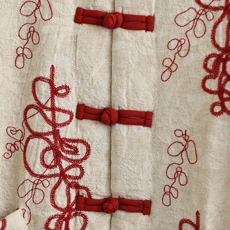 Buddha Stones Women's Winter Long Sleeve Stand Collar Frog-buttons Cotton-padded Jacket With Pockets - image 2