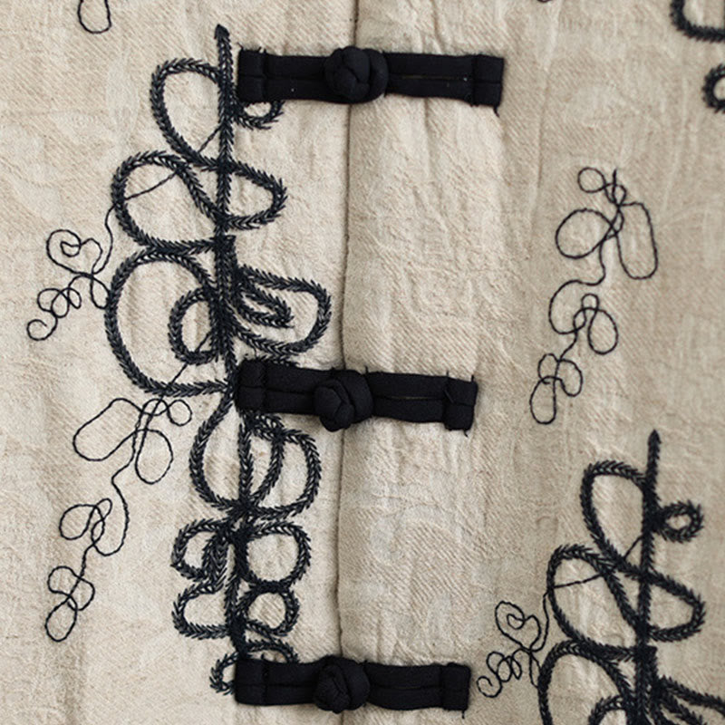 Buddha Stones Women's Winter Long Sleeve Stand Collar Frog-buttons Cotton-padded Jacket With Pockets - image 22