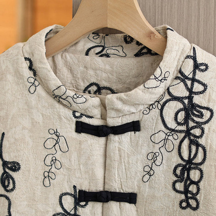 Buddha Stones Women's Winter Long Sleeve Stand Collar Frog-buttons Cotton-padded Jacket With Pockets - image 20