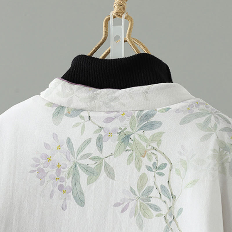 Buddha Stones Women's Printing Flower Pattern Long Sleeve Frog-buttons Cotton Jacket - image 3