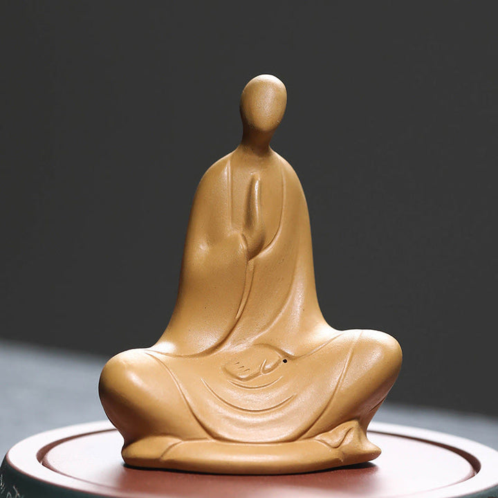 Buddha Stones Formless Buddha Prayering Ceramic Statue Zen Home Decoration 5*2.5*5.3cm - Yellow 10*5*7.7cm - image 7
