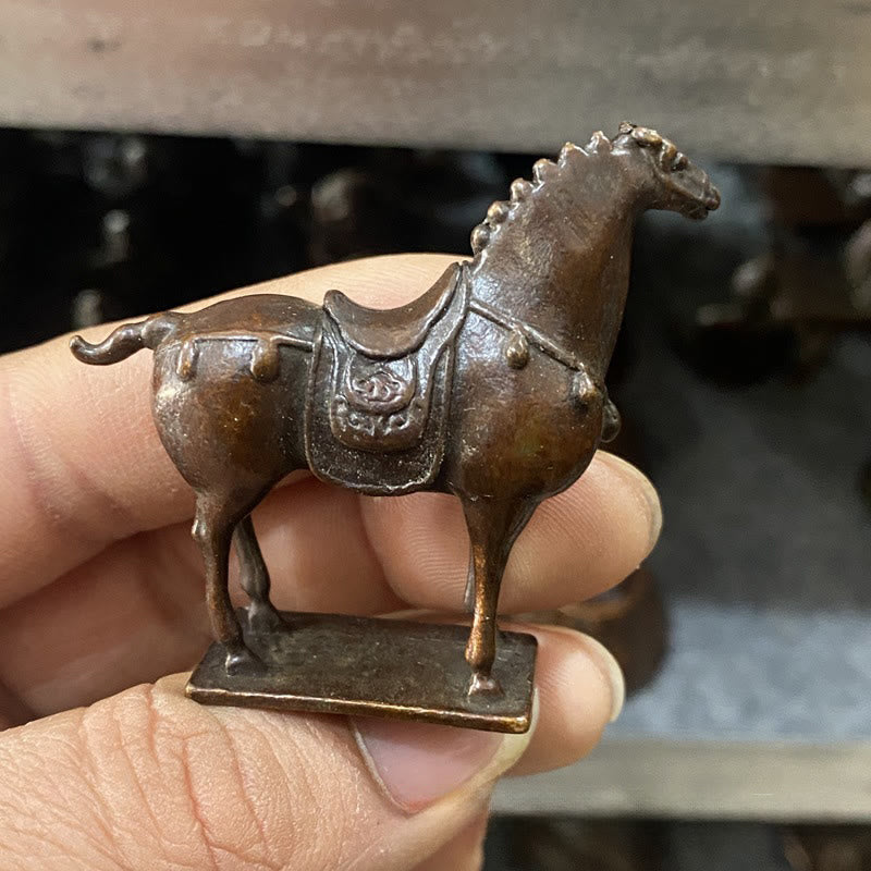 Buddha Stones Ancient Brown Year of the Horse Alloy Home Decoration 5.8*4.7 cm - image 2