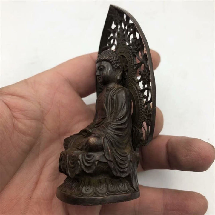 Buddha Stones Tathagata Buddha Alloy Statue Zen Home Decoration 9*4.5 cm - image 2