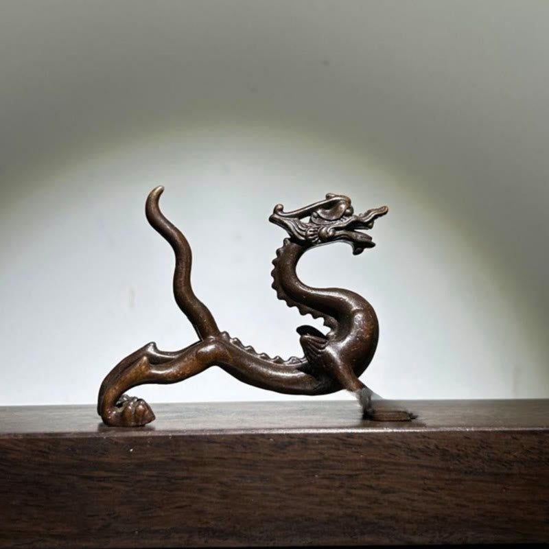 Buddha Stones Mini Dragon Alloy Luck Protection Home Decoration 7.6*2.5*5.4 cm - Dragon 7.6*2.5*5.4cm - image 0