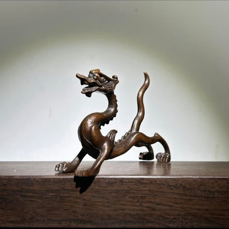 Buddha Stones Mini Dragon Alloy Luck Protection Home Decoration 7.6*2.5*5.4 cm - image 3