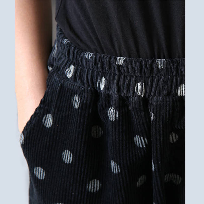 Buddha Stones Women's Fall Commute Printing Dot Pattern Corduroy Harem Pants With Pockets - image 13
