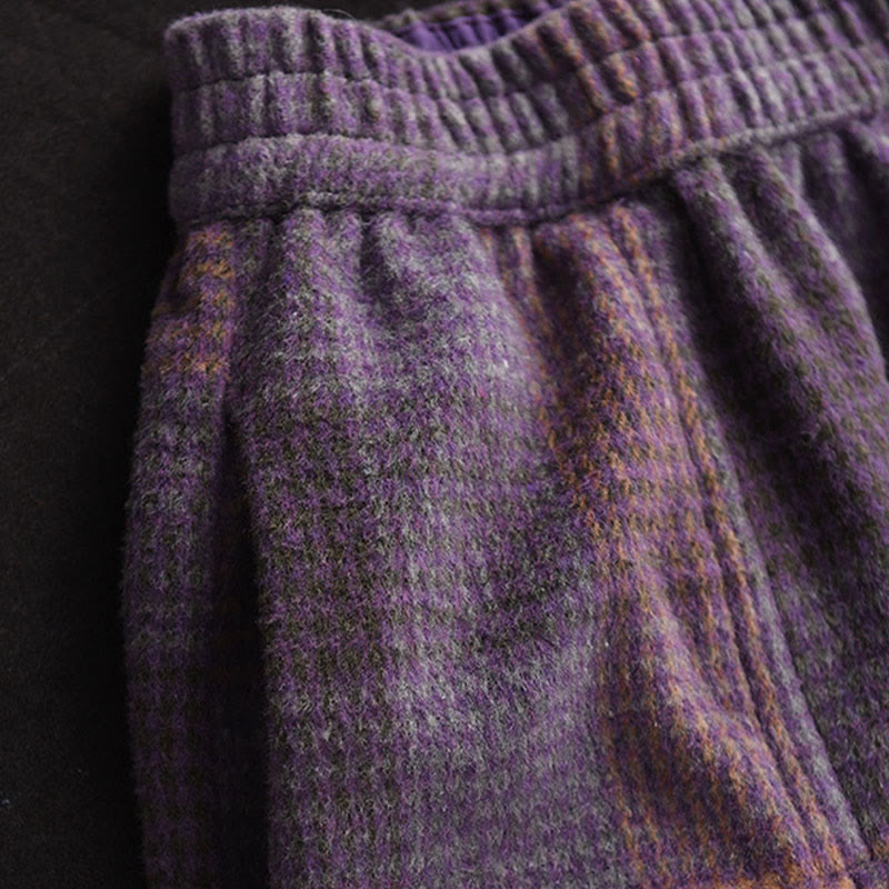 Buddha Stones Women's Winter Plaid Pattern Cotton Thermal 7-8 Length Skirt With Pockets - image 5