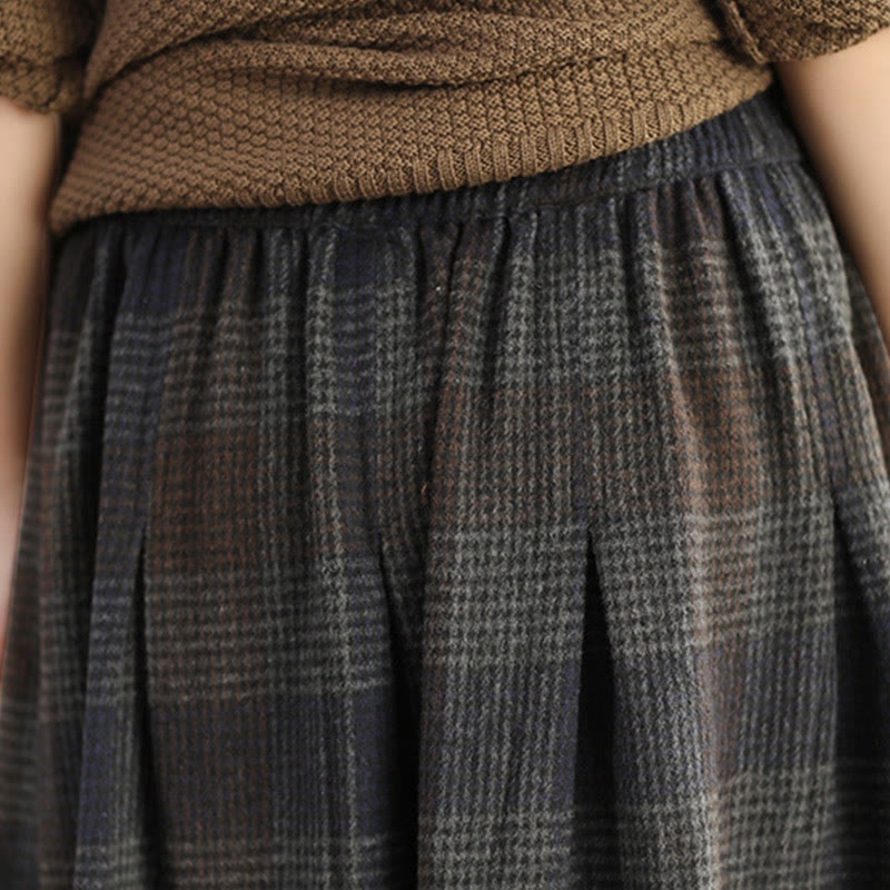 Buddha Stones Women's Winter Plaid Pattern Thermal 7-8 Length Skirt With Pockets - image 23