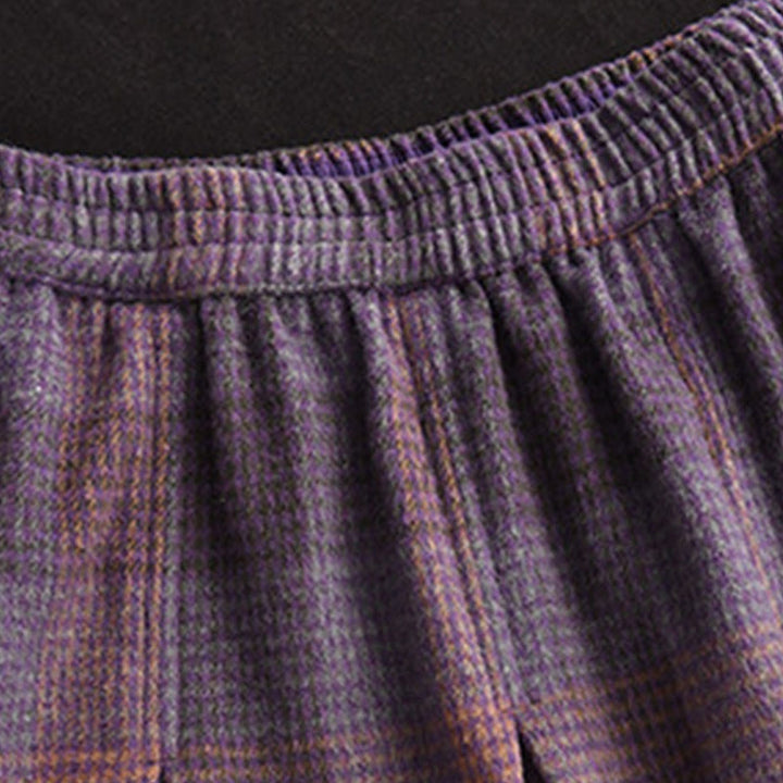 Buddha Stones Women's Winter Plaid Pattern Cotton Thermal 7-8 Length Skirt With Pockets - image 6