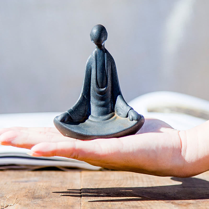 Buddha Stones Handmade Sitting Formless Buddha Iron Powder Rust Cast Resin Statue Decoration - image 1