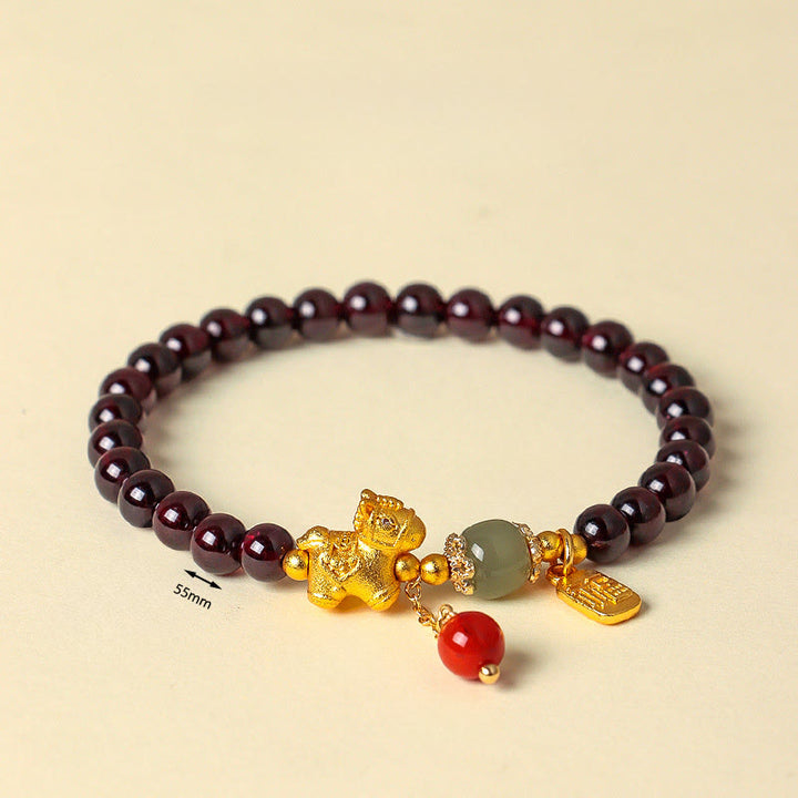 Buddha Stones Year Of The Horse Garnet Fu Character Lucky Fortune Charm Protection Bracelet - image 11