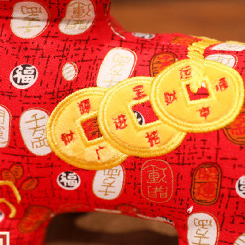 Buddha Stones Year of the Horse Copper Coins Plush Doll Home Decoration - image 5