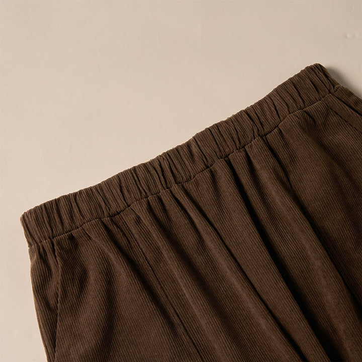 Buddha Stones Women's Commute Pure Color Corduroy Pants With Pockets - image 5