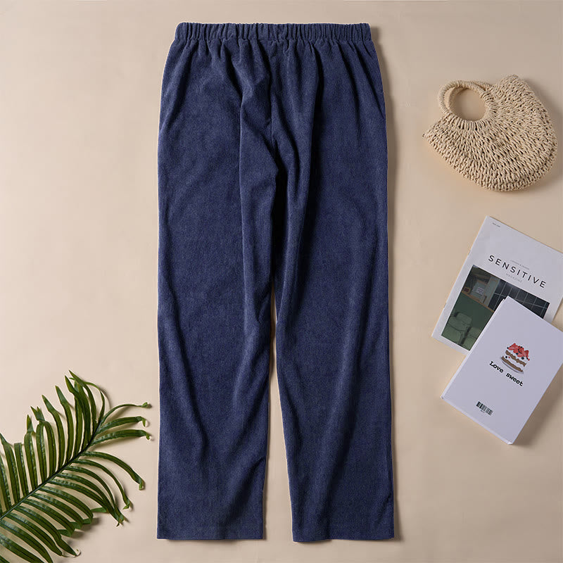 Buddha Stones Women's Commute Pure Color Corduroy Pants With Pockets - image 22