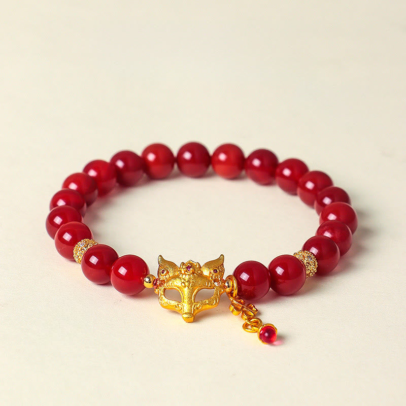 Buddha Stones Nine Tailed Fox South Red Agate Success Bracelet - South Red Agate Bracelet - image 0