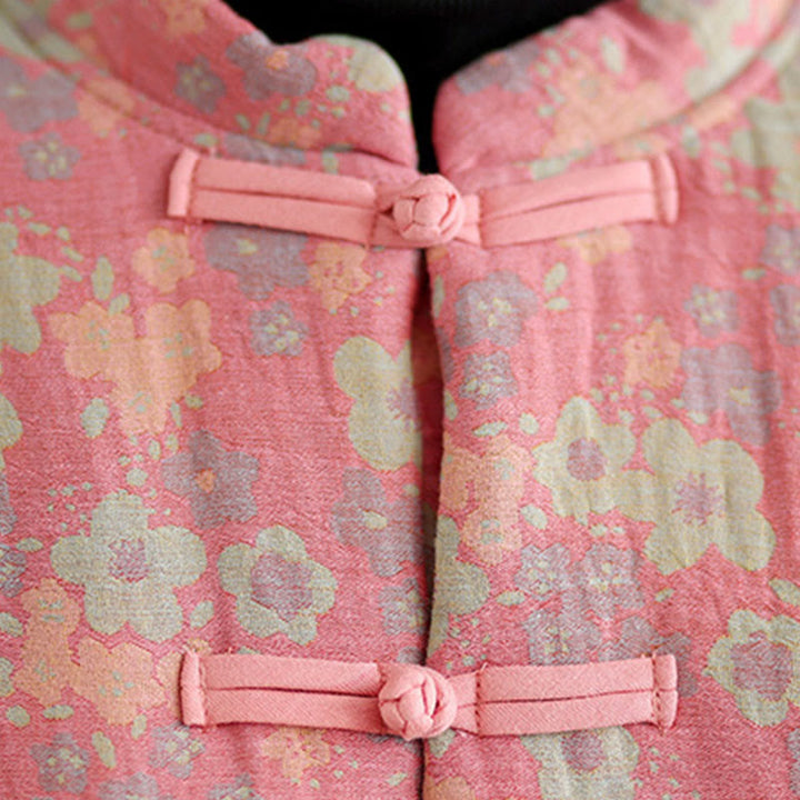 Buddha Stones Women's Winter Thicken Cotton Floral Pattern Long Sleeve Jacket With Pockets - image 13