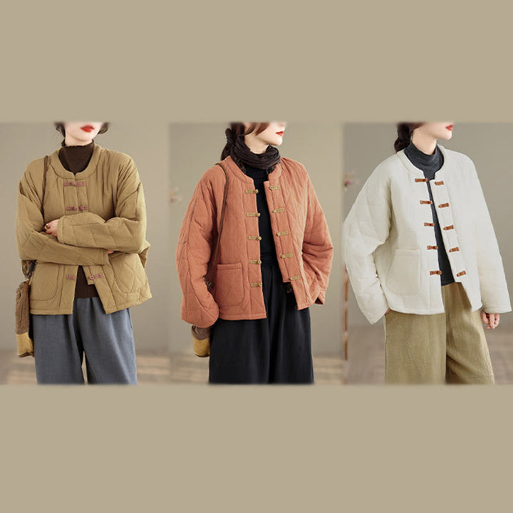 Buddha Stones Women's Plain Cotton-padded Tai Chi Zen Long Sleeve Jacket With Pockets - image 25