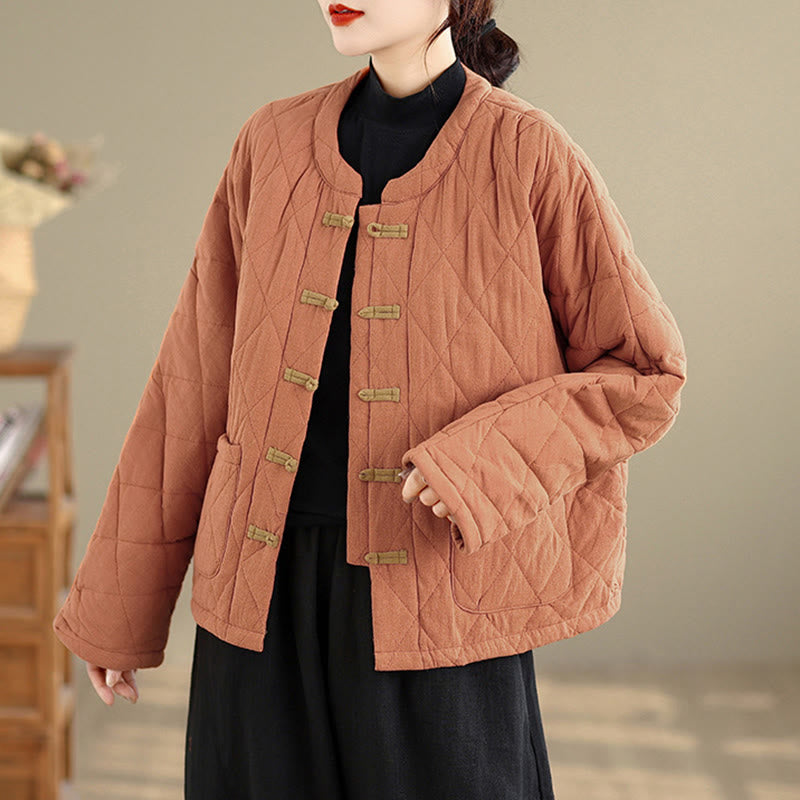 Buddha Stones Women's Plain Cotton-padded Tai Chi Zen Long Sleeve Jacket With Pockets - image 1