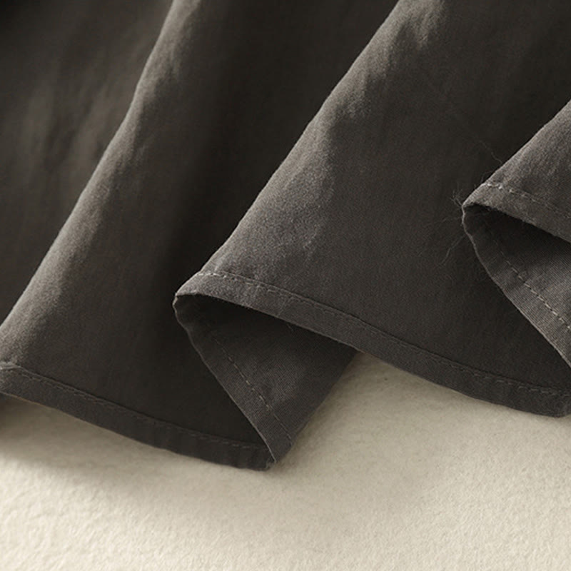 Buddha Stones Fall Stand Collar Chinese Frog-Button Simple Design Long Sleeve Women's Cotton Shirt - image 10