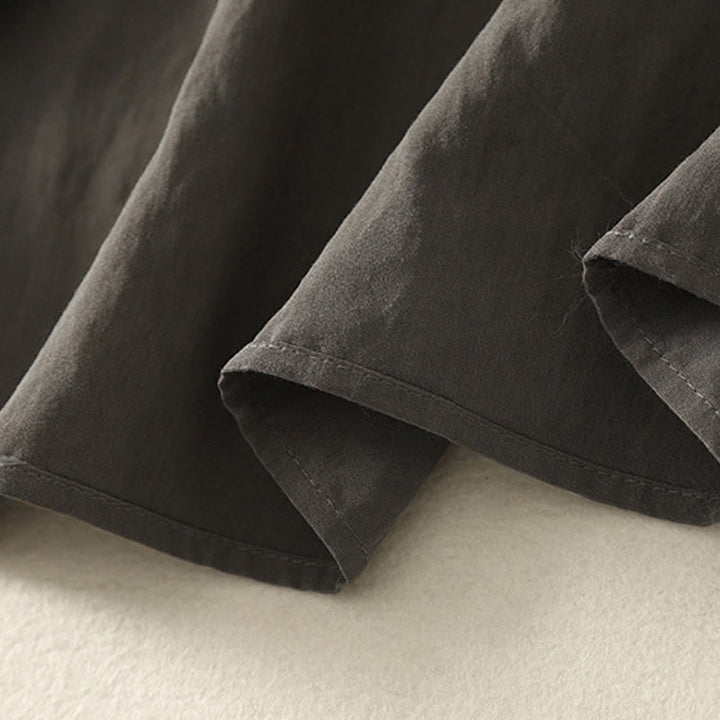 Buddha Stones Fall Stand Collar Chinese Frog-Button Simple Design Long Sleeve Women's Cotton Shirt - image 10