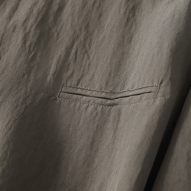 Buddha Stones Fall Stand Collar Chinese Frog-Button Simple Design Long Sleeve Women's Cotton Shirt - image 6