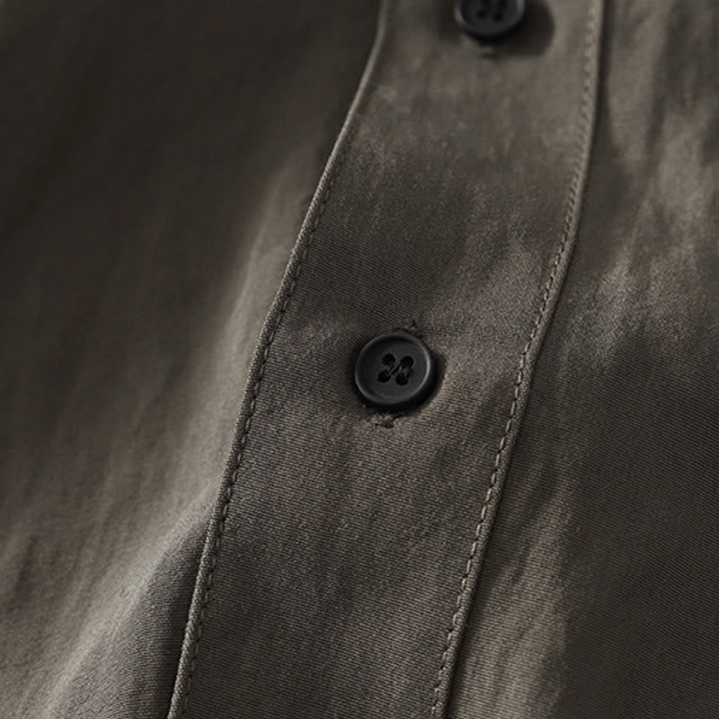 Buddha Stones Fall Stand Collar Chinese Frog-Button Simple Design Long Sleeve Women's Cotton Shirt - image 5