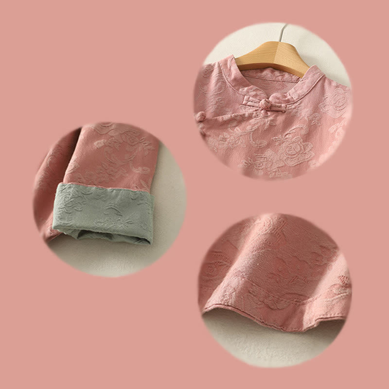 Buddha Stones Spring Plain Jacquard Design Women's Cotton Zen Long Sleeve Shirt - image 20