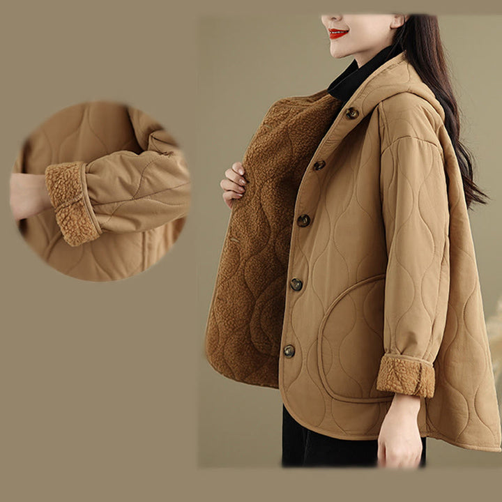 Buddha Stones Women's Plain Long Sleeve Hoodie Design Cotton hermal Fleece-Lined Jacket With Pockets - image 11