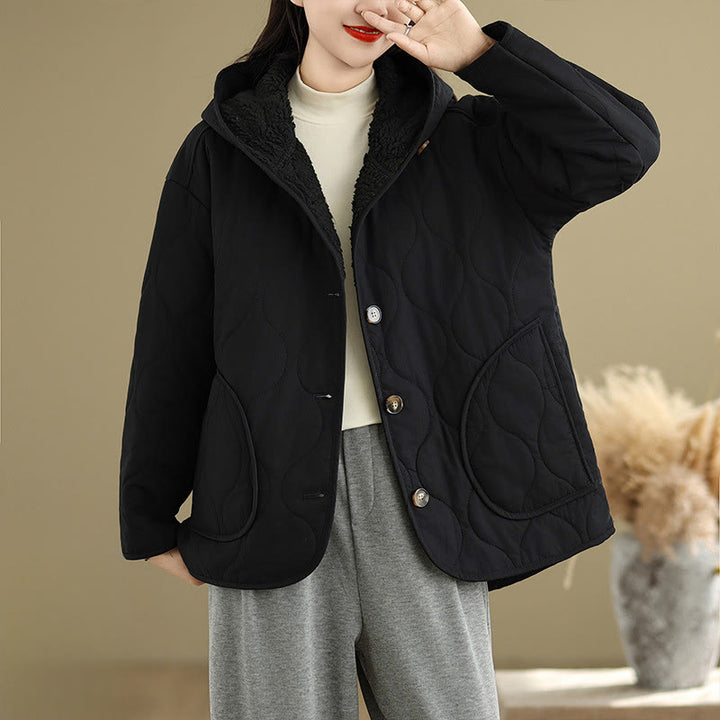 Buddha Stones Women's Plain Long Sleeve Hoodie Design Cotton hermal Fleece-Lined Jacket With Pockets - image 16