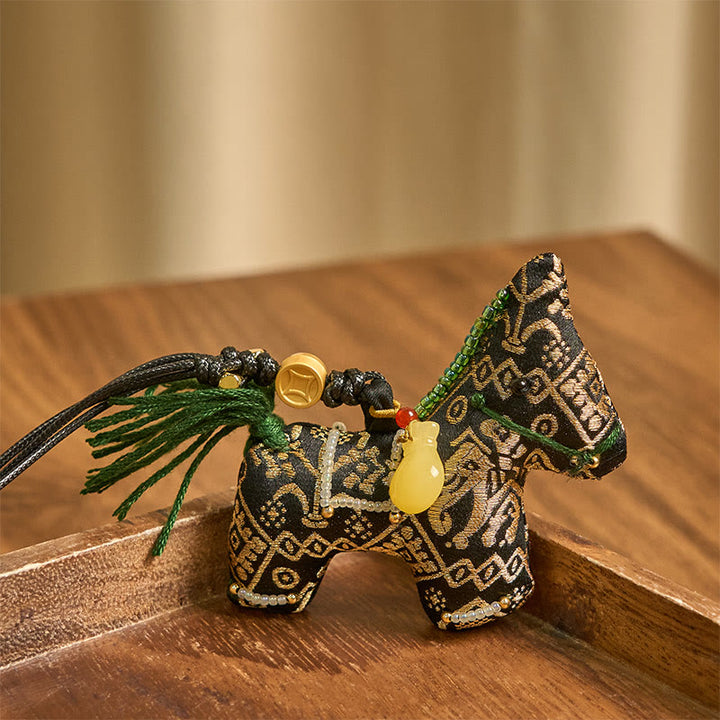 Buddha Stones Year of the Horse Zhuang Brocade Silk Wishes You Good Luck Hanging Decoration - image 2