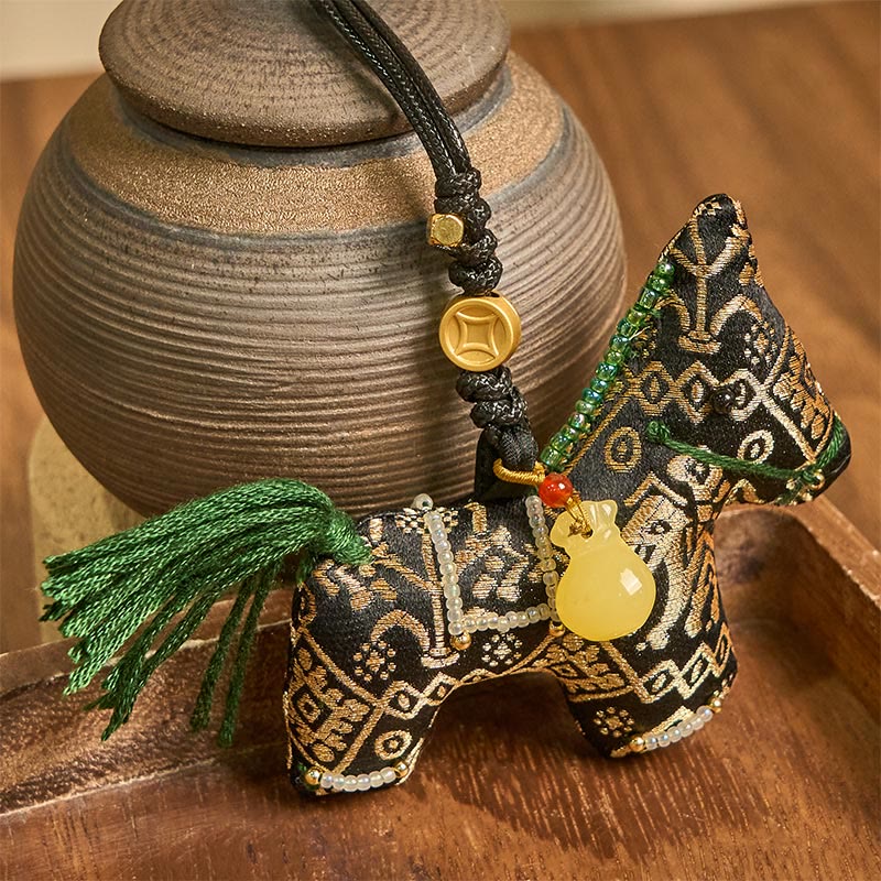 Buddha Stones Year of the Horse Zhuang Brocade Silk Wishes You Good Luck Hanging Decoration - Wishes You Good Luck - image 0