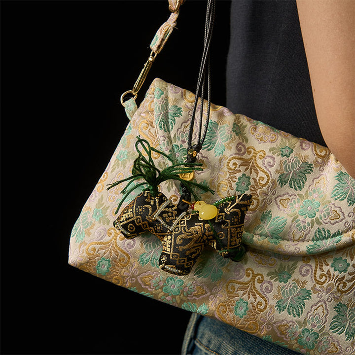 Buddha Stones Year of the Horse Zhuang Brocade Silk Wishes You Good Luck Hanging Decoration - image 4