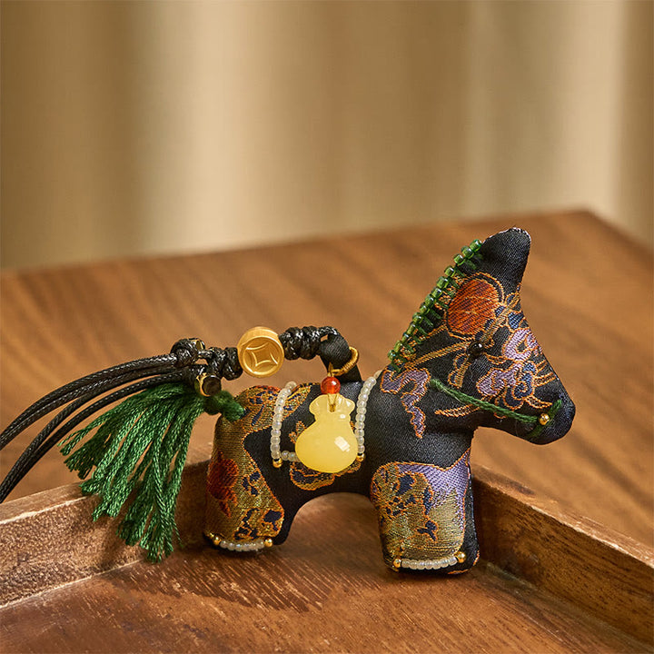 Buddha Stones Year of the Horse Song Brocade Silk Lily Pattern Hanging Decoration - image 2