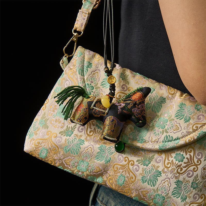 Buddha Stones Year of the Horse Song Brocade Silk Lily Pattern Hanging Decoration - image 4