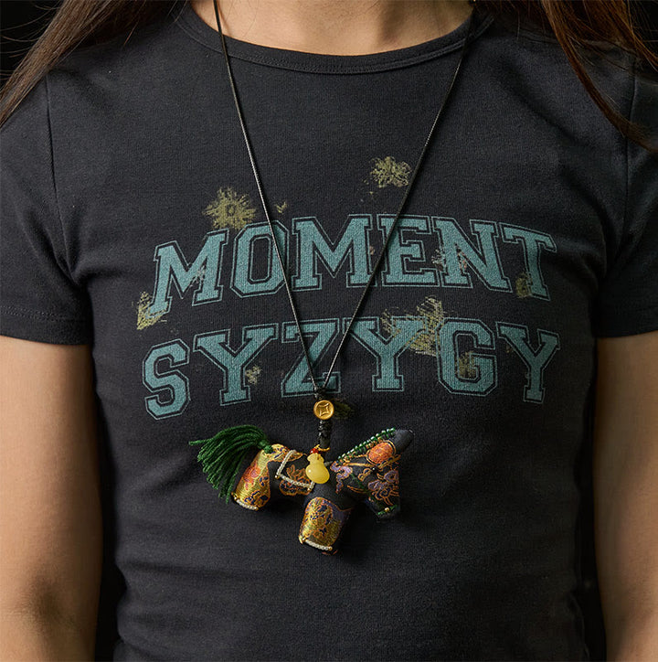 Buddha Stones Year of the Horse Song Brocade Silk Lily Pattern Hanging Decoration - image 5