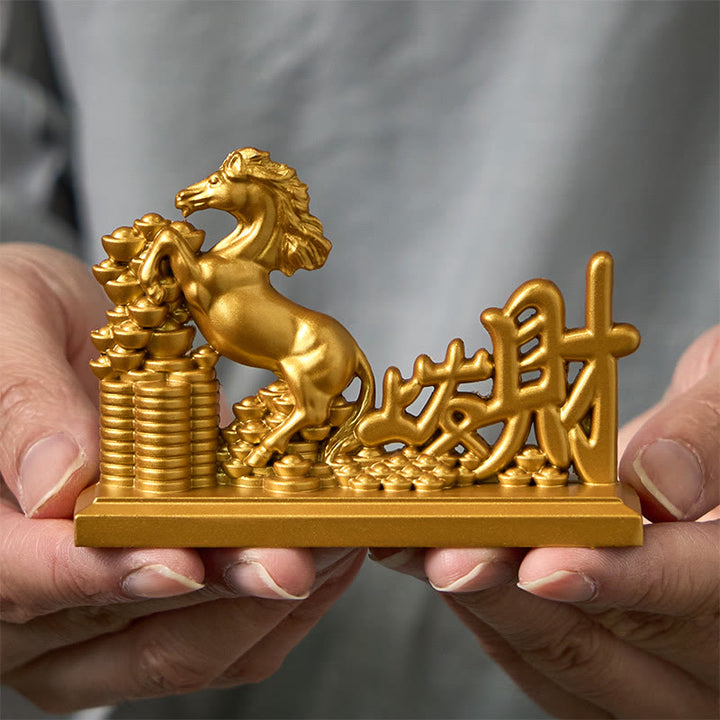 Buddha Stones "Get Rich Now" Year of the Horse Ingots Prosperity Home Decoration - Horse Get Rich 8.5*5.5 cm - image 0