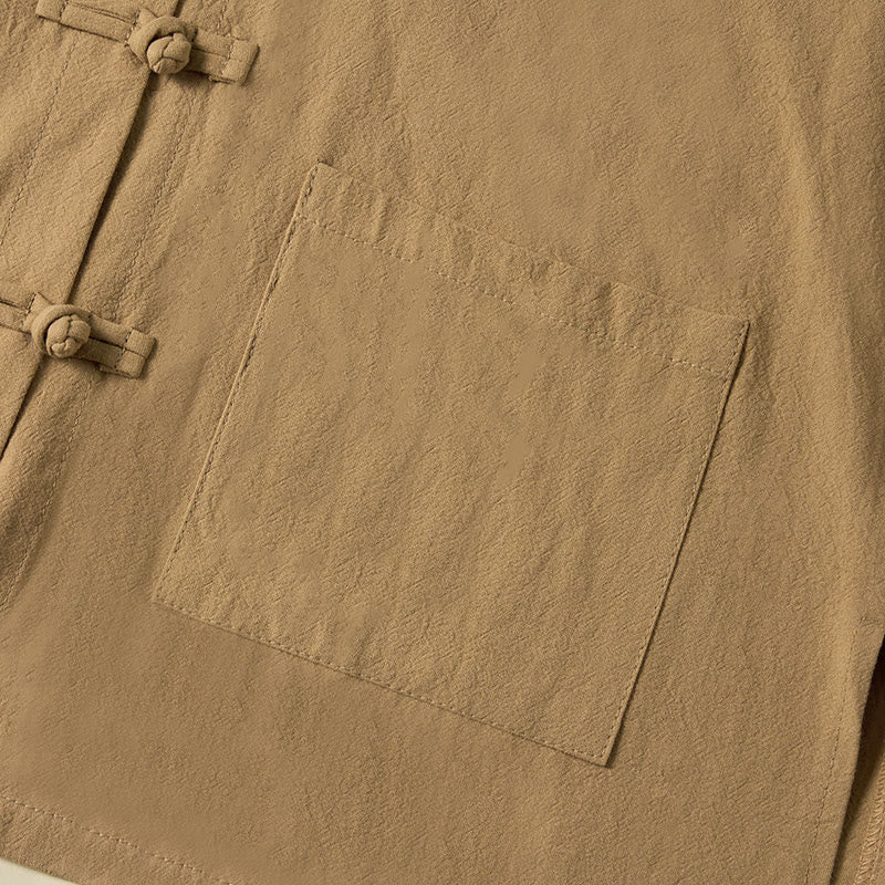 Buddha Stones Ethnic Frog-Button Long Sleeve Stand Collar Women's Cotton Shirt With Pockets - image 5