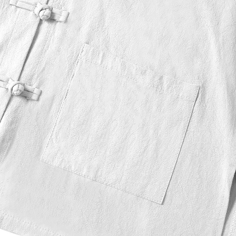 Buddha Stones Ethnic Frog-Button Long Sleeve Stand Collar Women's Cotton Shirt With Pockets - image 13