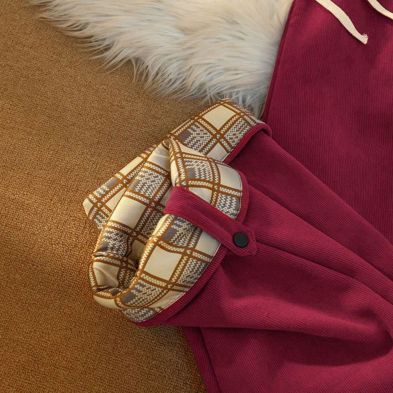 Buddha Stones Women's Patchwork Cotton Corduroy Fleece-Lined Wide Leg Pants With Pockets - image 32