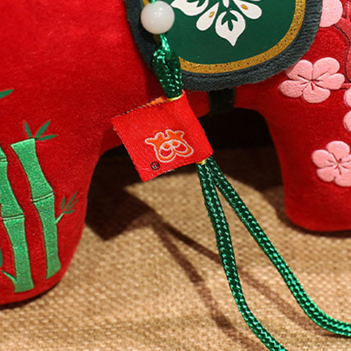 Buddha Stones Year of the Horse Bamboo Dragon Lotus Phoenix Plush Doll Home Decoration - image 4