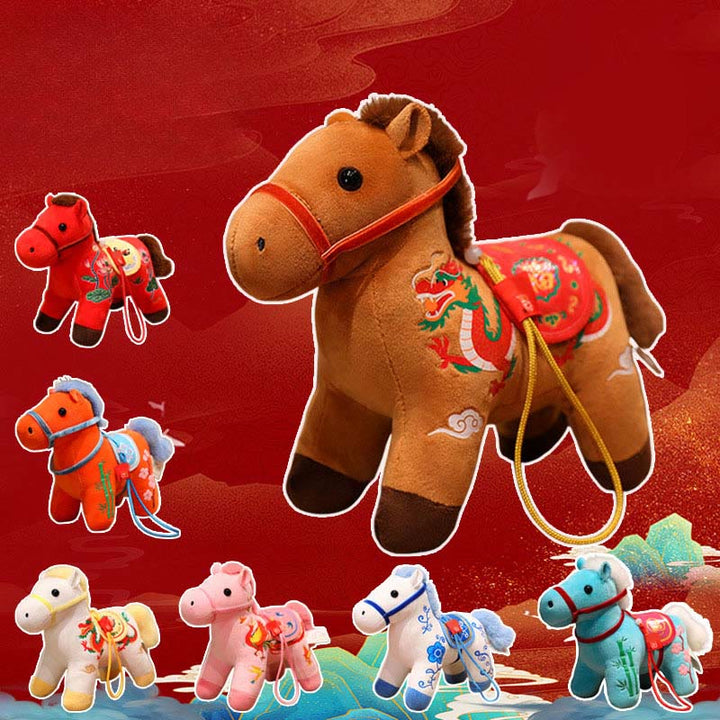 Buddha Stones Year of the Horse Bamboo Dragon Lotus Phoenix Plush Doll Home Decoration - image 26