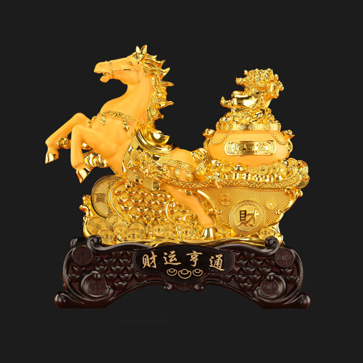 Buddha Stones  "Good Fortune" Year of the Horse Treasure Bowl Ingots Wealth Resin Home Decoration - image 8