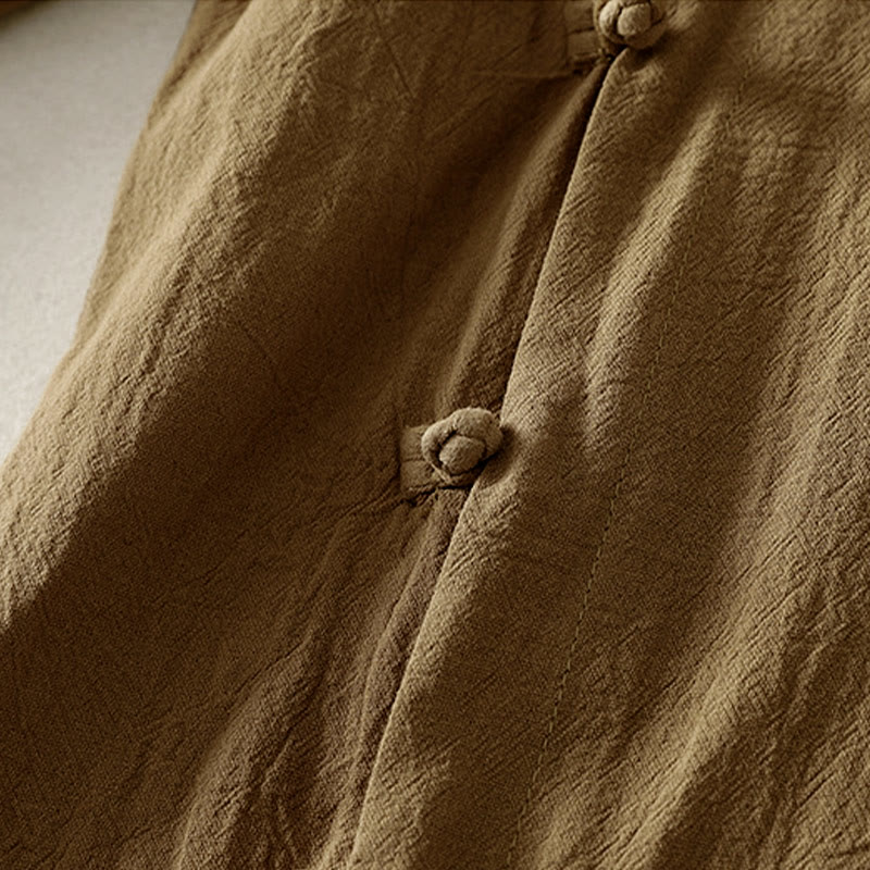 Buddha Stones Asymmetrical Front Frog-button Long Sleeve Women's Cotton Shirt - image 3