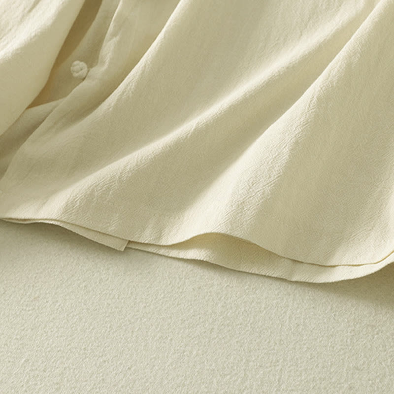 Buddha Stones Asymmetrical Front Frog-button Long Sleeve Women's Cotton Shirt - image 14